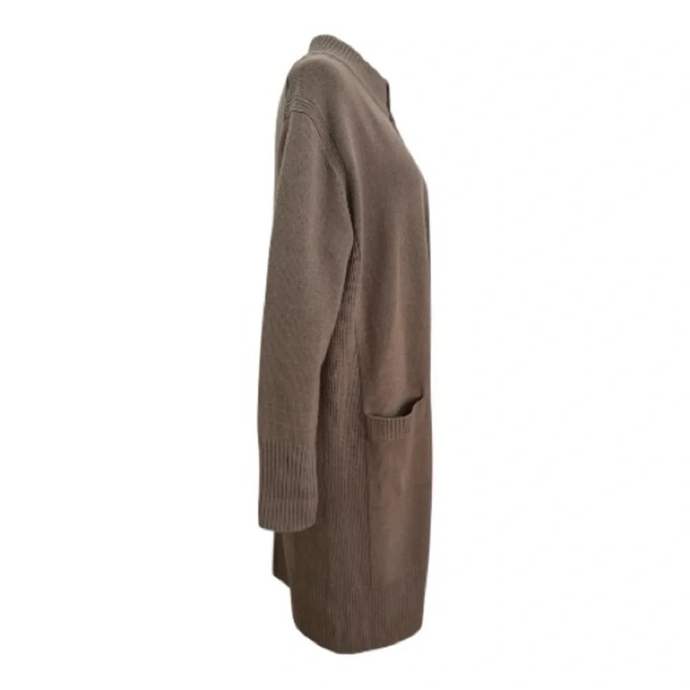 Athleta Spirit Wool Cashmere Long Wrap Cardigan Sweater Rustic Beige S/P Pre-Own - Picture 4 of 7